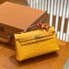 爱马仕 Mini Kelly一代 琥珀黄 南非KK级鸵鸟皮 金扣 原版蜜蜡线 顶级手工缝制