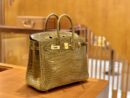 爱马仕 Birkin 铂金包 芥末黄 一级皮 尼罗鳄鱼皮 臻品级别 金扣 25cm