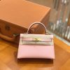 爱马仕 Mini Kelly 二代 19cm 进口掌纹牛皮 3Q奶昔粉 金扣 全手工缝制 高订鳄鱼工序