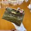 爱马仕 Mini kelly 22cm 一级尼罗鳄 橄榄绿 金扣 原版蜜蜡线 顶级手缝