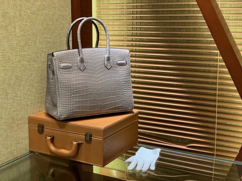 爱马仕 Birkin 30cm 巴黎灰 组合 一级湾鳄 鳄鱼皮 臻品级别 - Image 8