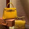 爱马仕 Kelly 凯莉包 琥珀黄 级尼罗鳄鱼皮 顶级全手工缝制 金扣 28cm