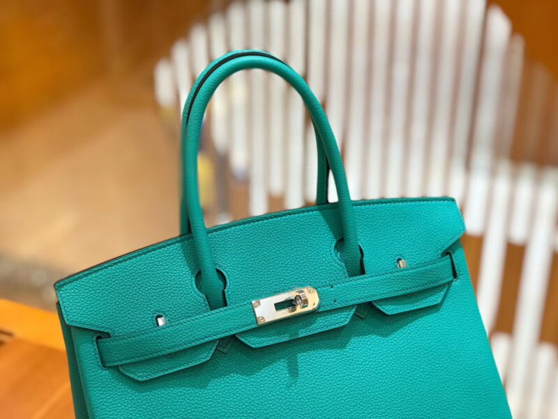 爱马仕 Birkin 30cm 维罗纳绿 Togo小牛皮 银扣 原版蜜蜡线 顶级手工缝制 - Image 4
