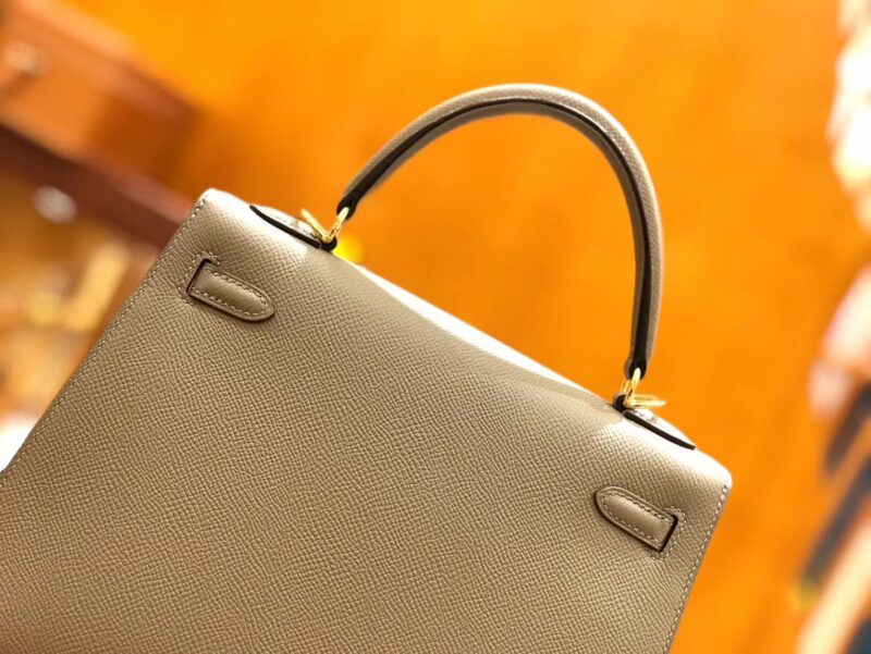 爱马仕 Kelly 25cm 银河灰 金扣 掌纹牛皮 全手工缝制 - Image 5
