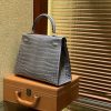 爱马仕 Kelly 28cm 斑鸠灰 一级尼罗鳄鱼皮 顶级手缝工艺 金扣