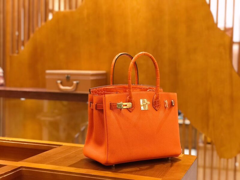 爱马仕 Birkin Touch 火焰橙 鳄鱼皮拼牛皮 全手工缝制 30cm - Image 2