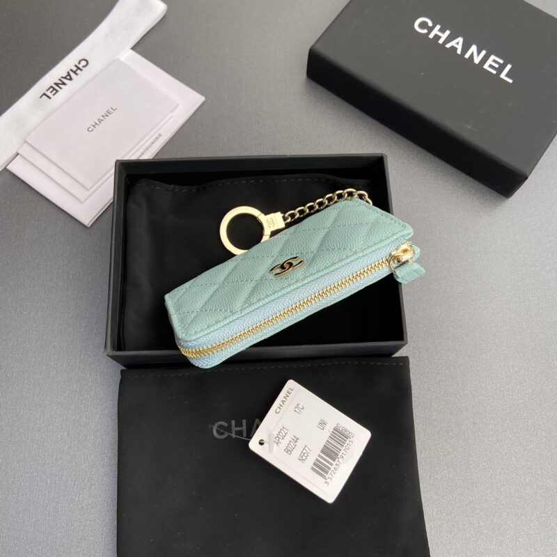 Chanel AP0223零钱包矿物蓝鱼子酱金扣免检版 - Image 4