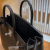 爱马仕 Birkin 铂金包 黑色 鸵鸟皮 手缝工艺 银扣 30cm 现货