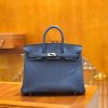 a48c25a8f19969d.jpg 爱马仕 Birkin 25cm 玛瑙蓝 明蓝色 Togo小牛皮 银扣 原版蜜蜡线 顶级手工缝制