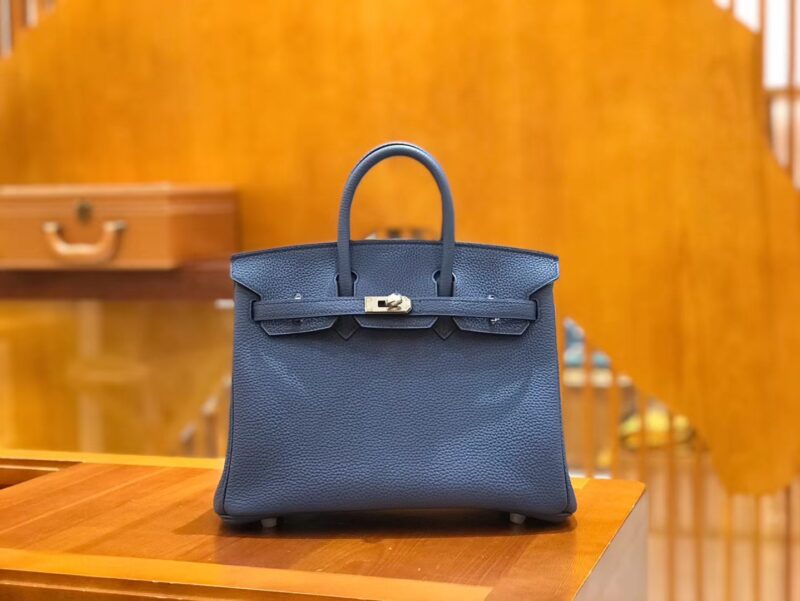 爱马仕 Birkin 25cm 玛瑙蓝 明蓝色 Togo小牛皮 银扣 原版蜜蜡线 顶级手工缝制