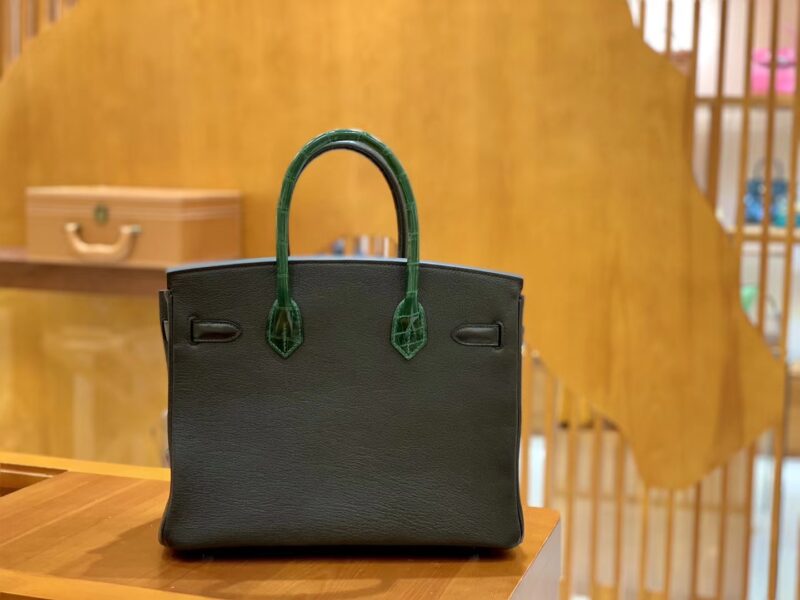爱马仕 Birkin 30cm 三拼皮三拼色 尼罗鳄鱼皮拼山羊皮 原版蜜蜡线 现货 - Image 6
