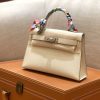 爱马仕 mini Kelly 奶昔白 银扣 德国进口掌纹皮 全手工缝制