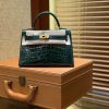 爱马仕 Mini kelly 19cm 一级美洲鳄鱼皮 祖母绿 金扣 原版蜜蜡线 顶级手工