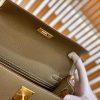爱马仕 Kelly 28cm 掌纹牛皮 大象灰拼金棕色 全手工缝制