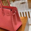 爱马仕 Birkin 铂金包 唇膏粉 鸵鸟皮 手缝工艺 银扣 30cm 现货