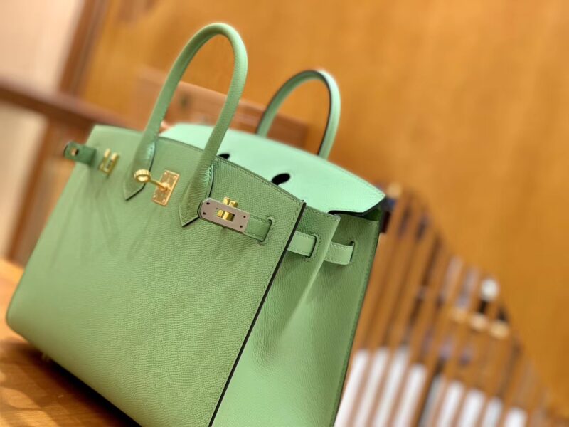 爱马仕 Birkin 25cm 掌纹牛皮 牛油果绿 金扣 外缝 - Image 8