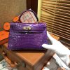 爱马仕 MiniKelly 迷你凯莉 梦幻紫 一级美洲鳄鱼皮 顶级手缝蜡线 金扣 19cm 2代