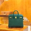 爱马仕 Birkin 25cm 缇香绿拼墨绿 鸵鸟皮 全手工缝制