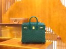 爱马仕 Birkin 25cm 缇香绿拼墨绿 鸵鸟皮 全手工缝制