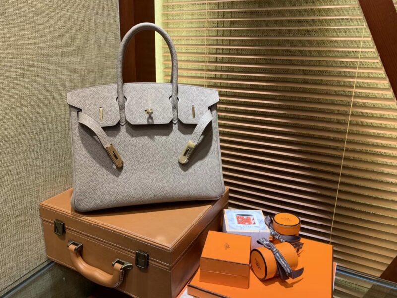 爱马仕 Birkin铂金包 斑鸠灰 德国togo小牛皮 原版蜜蜡线 顶级手缝 金扣 30cm