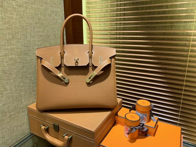 爱马仕 Birkin 30cm ( 铂金包) Togo小牛皮 金棕 原版蜜蜡线 全手工缝制 - Image 10