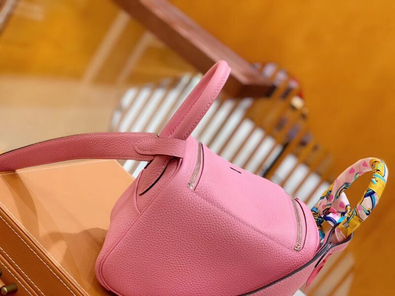 爱马仕 Mini Lindy 18cm 樱花粉银 德国进口togo牛皮 全手工 - Image 4