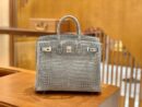 爱马仕 Birkin 铂金包 巴黎灰 一级皮 尼罗鳄鱼皮 臻品级别 银扣 25cm