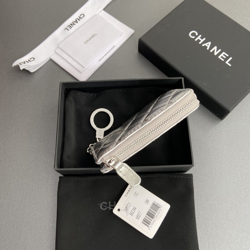 Chanel AP0224零钱包银色小羊皮银扣免检版 - Image 6