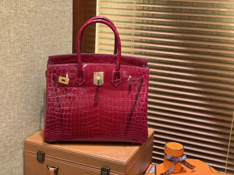 爱马仕 Birkin铂金包 石榴红 一级皮 尼罗鳄鱼 进口原料 顶级手缝工艺 30cm