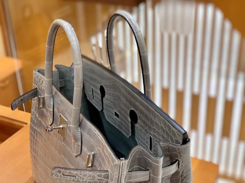 爱马仕 Birkin 35cm 巴黎灰 银扣 一级皮 尼罗鳄鱼皮 臻品级别 - Image 5