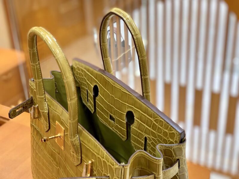 爱马仕 Birkin 30cm 芥末绿 金扣 一级皮 尼罗鳄鱼皮 臻品级别 - Image 5