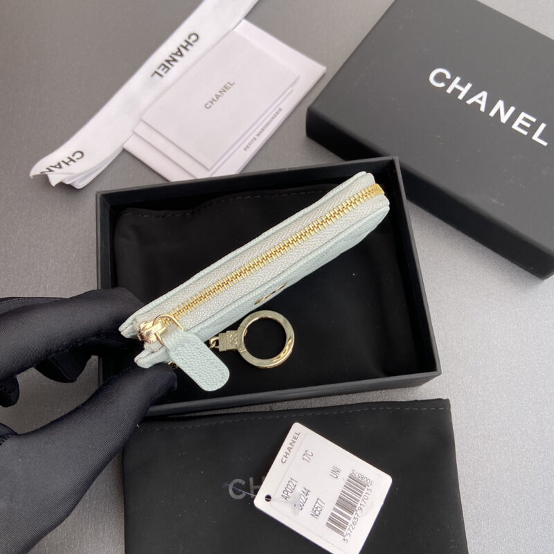 Chanel AP0223零钱包蓝色鱼子酱金扣免检版 - Image 6