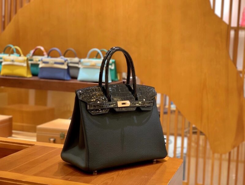 爱马仕 Birkin 30cm. Touch 系列 亮面鳄鱼皮拼牛皮 经典黑 玫瑰金 高订版本
