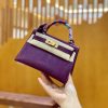 爱马仕 MiniKelly 迷你凯莉 仿蜥蜴皮 水晶紫 2代 19cm