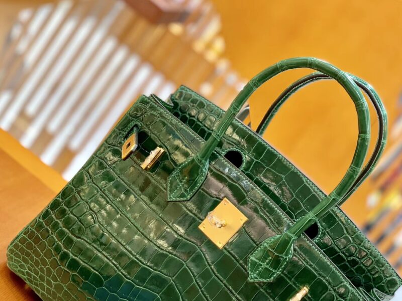 爱马仕 Birkin 铂金包 孔雀绿 一级皮 尼罗鳄鱼皮 臻品级别 金扣 30cm - Image 4