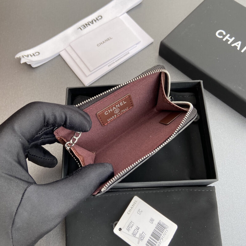 Chanel AP0222零钱包黑色小羊皮银扣免检版 - Image 8