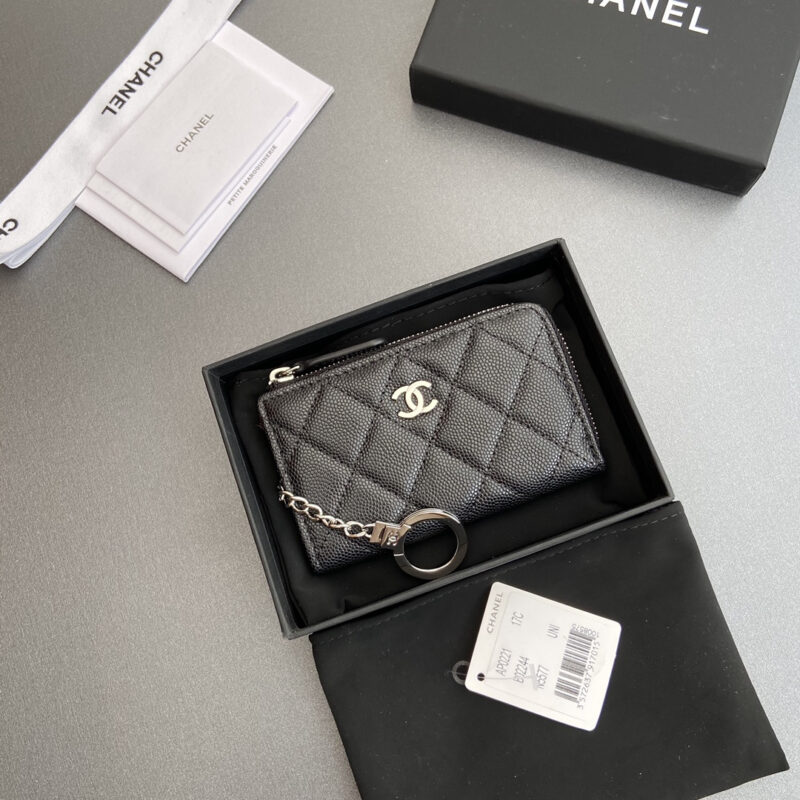 Chanel AP0223零钱包黑色鱼子酱银扣免检版 - Image 4