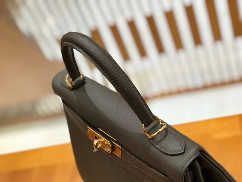 爱马仕 Kelly 28cm togo 牛皮 锡器灰 金扣 全手工缝制 现货 - Image 6