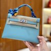 爱马仕 Mini kelly 迷你凯莉 新增现货 微风蓝 掌纹小牛皮 臻品级别 银扣 19cm