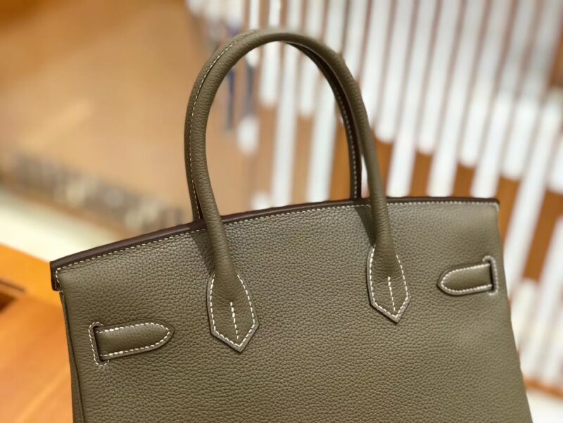 爱马仕 Birkin 30cm 大象灰 Togo小牛皮 金扣 原版蜜蜡线 顶级手工缝制 - Image 5