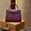 爱马仕 Kelly 25cm 波尔多酒红 仿蜥蜴皮 巨蜥 顶级手工缝制 金扣