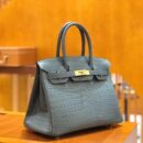 爱马仕 Birkin 30cm 海鸥灰 尼罗鳄鱼皮 金扣 原版蜜蜡线 顶级手缝 现货