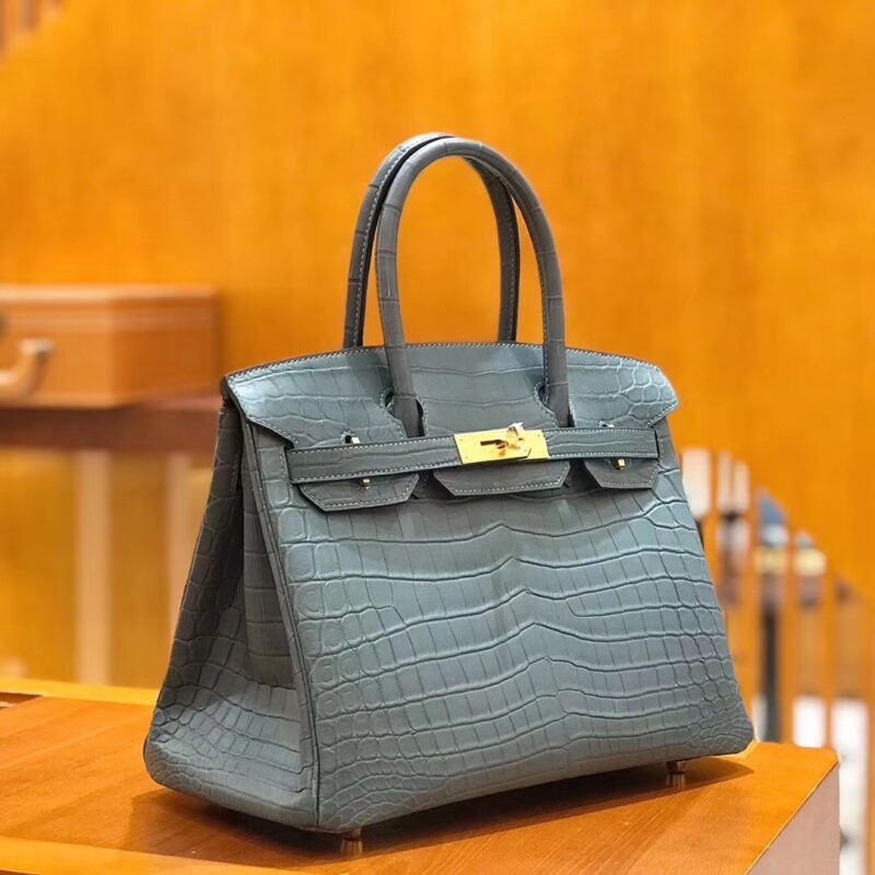 爱马仕 Birkin 30cm 海鸥灰 尼罗鳄鱼皮 金扣 原版蜜蜡线 顶级手缝 现货 - Image 2