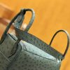 爱马仕 Lindy 26cm 松柏绿 靛蓝 银扣 鸵鸟皮 全手工缝制