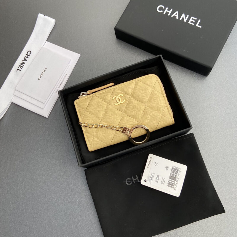 Chanel AP0223零钱包黄色鱼子酱金扣免检版 - Image 4