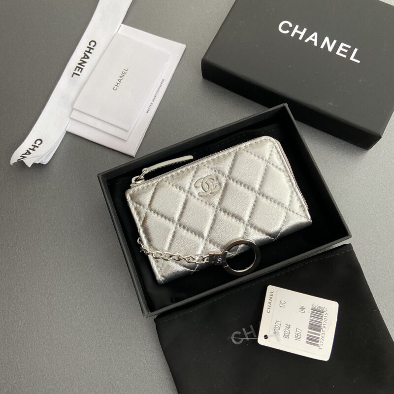 Chanel AP0224零钱包银色小羊皮银扣免检版 - Image 4