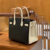 爱马仕 Birkin 30cm 黑色拼奶昔白 金扣 Epsom掌纹牛皮 全手工缝制