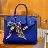 爱马仕 Birkin Touch 铂金包 琉璃蓝 鳄鱼皮拼德国togo牛皮 全手工缝制 金扣 30cm