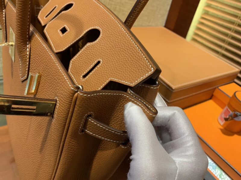 爱马仕 Birkin 30cm ( 铂金包) Togo小牛皮 金棕 原版蜜蜡线 全手工缝制 - Image 9