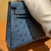 爱马仕 Mini kelly 19cm 靛蓝 南非KK级鸵鸟皮 银扣 原版蜜蜡线 顶级手工